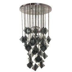 Retro Large Italian Molded Glass Light Fixture