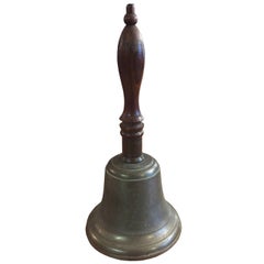 Antique Large Victorian Hand Bell with Wooden Walnut Handle
