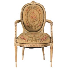 19th Century Aubusson Tapestry Upholstered Bergere Chair
