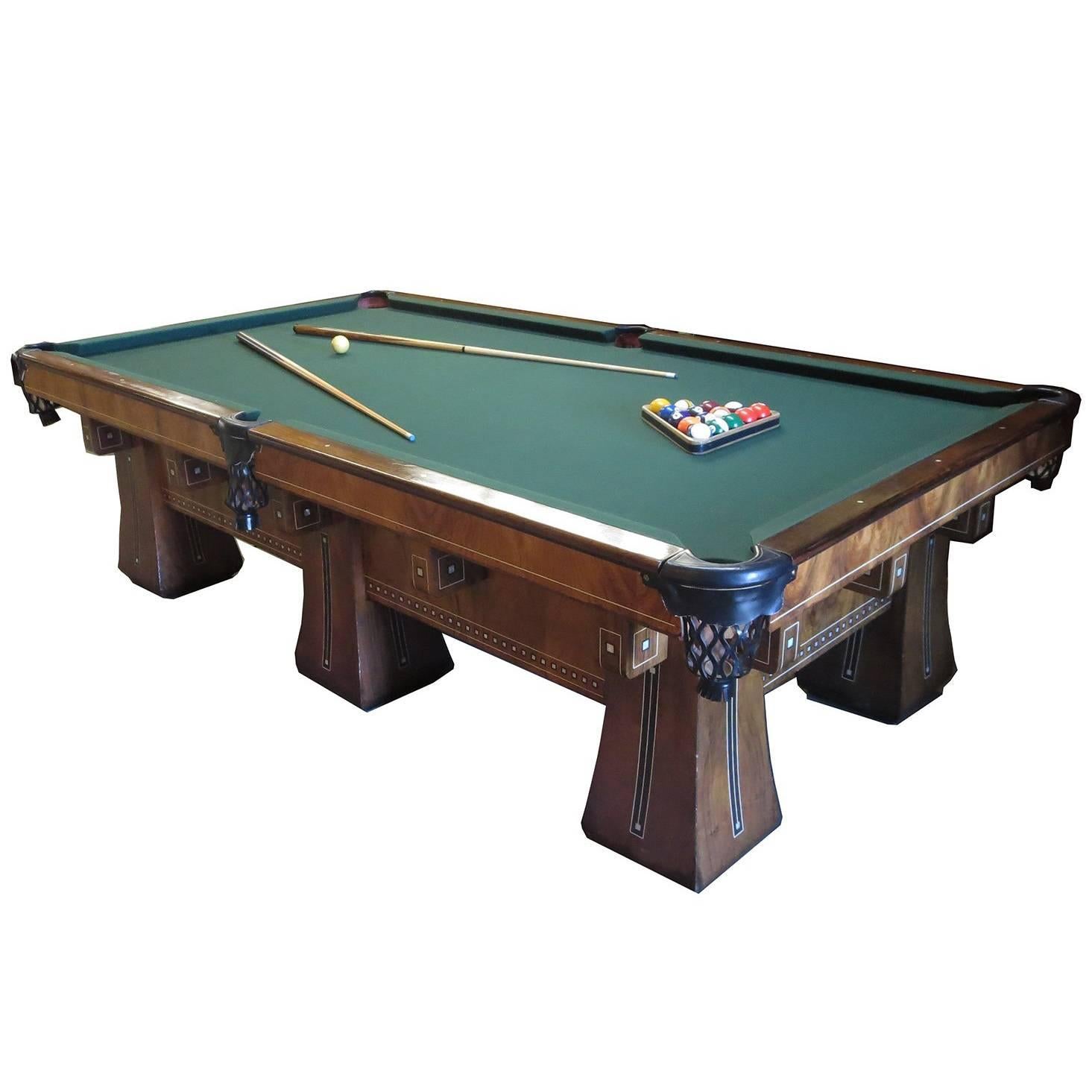 1915 Brunswick Arcade Pool Table with Rare Six-Legged Base For Sale