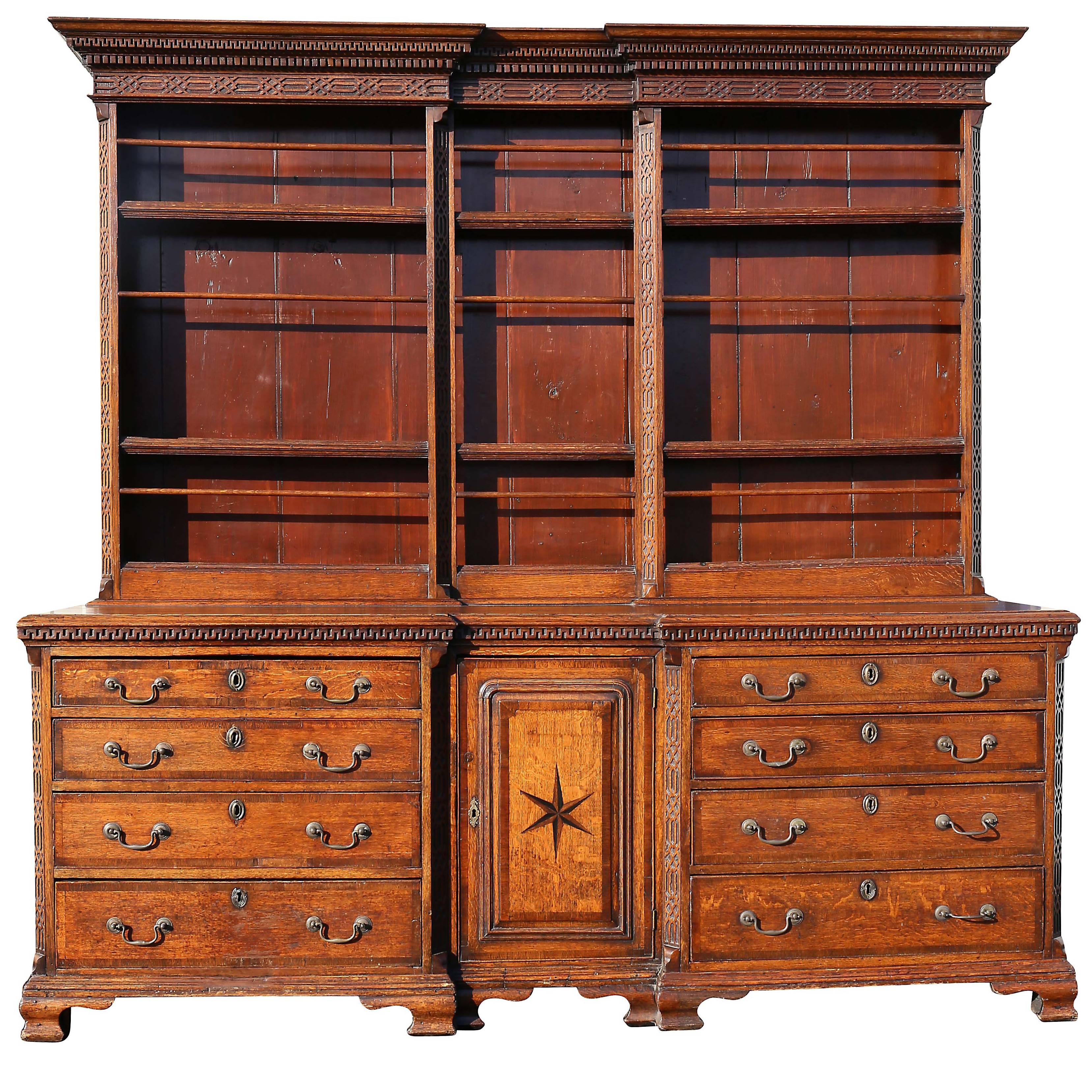 George III Oak and Inlaid Cupboard or Dresser