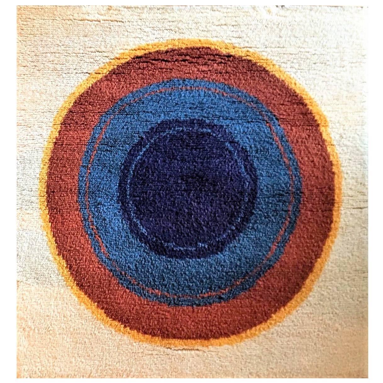 After Kenneth Noland "Target" Fine Wool Hand Made Carpet Wall Rug, 1970s Austria For Sale
