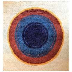 Retro After Kenneth Noland "Target" Fine Wool Hand Made Carpet Wall Rug, 1970s Austria