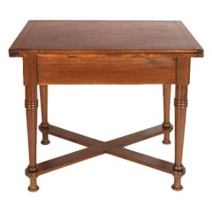 Used Late 19th Century Tyrolean Country Folding Table in Solid Oak Wood, Restored