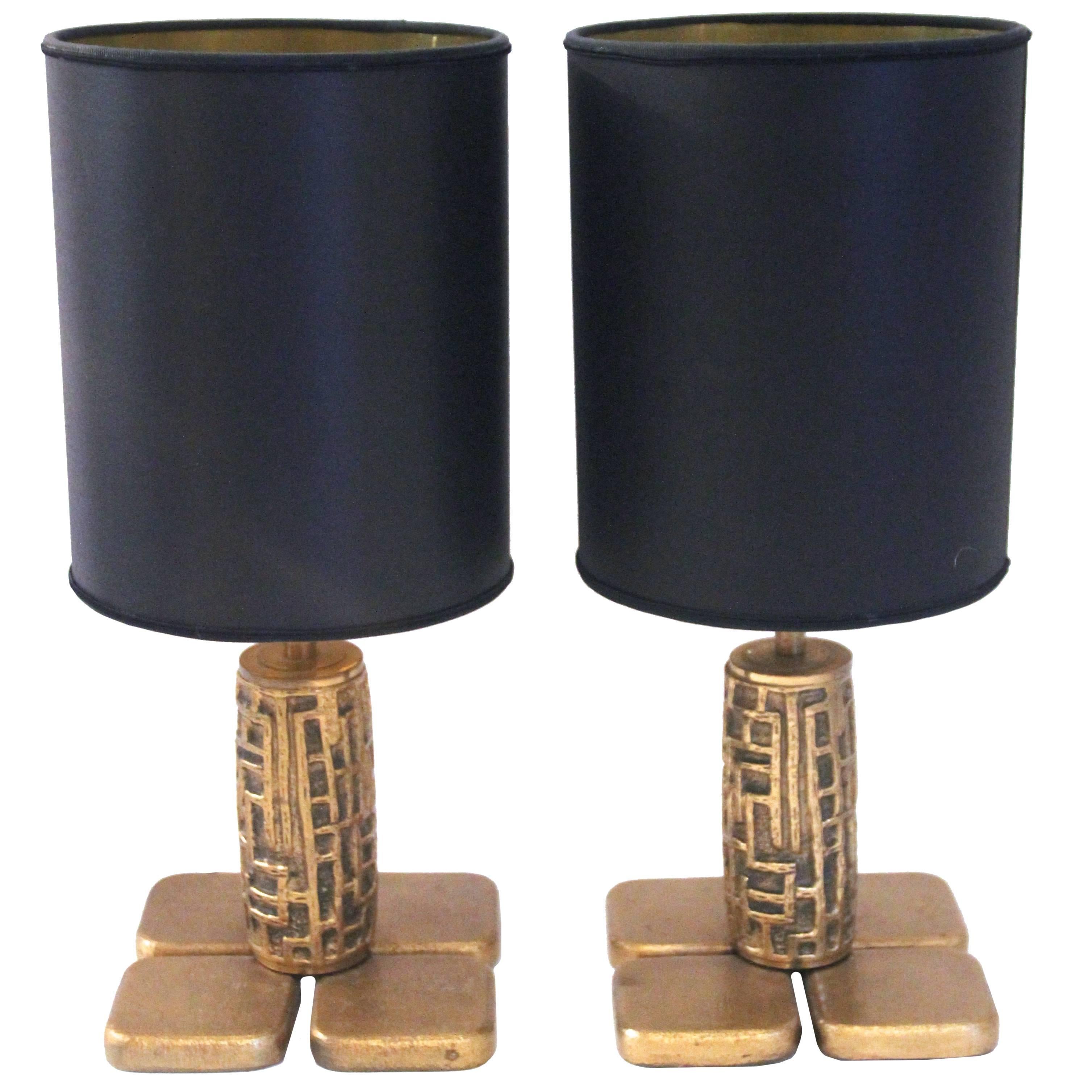Luciano Frigerio, Pair of Table Lamps, Bronze, Frigerio di Desio Production