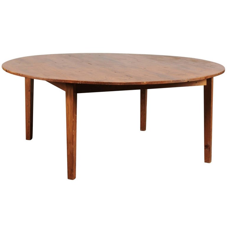Round Pine Dining Table, circa 1940 at 1stDibs