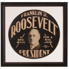 Vintage Franklin D. Roosevelt Campaign Tire Cover with a Terrific Slogan