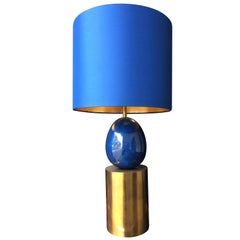 Maison Charles Brass and Blue Egg Lamp