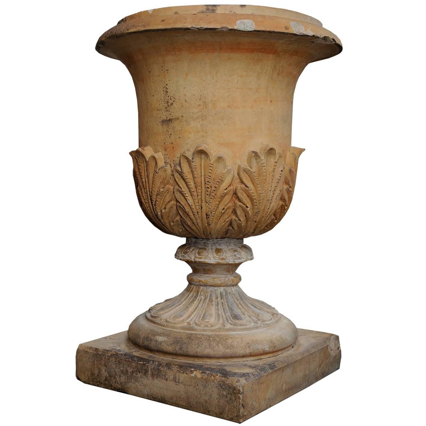 Large English Mid-19th Century Faux Terracotta Stoneware Urn, circa 1860 For Sale