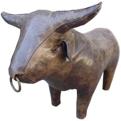 Adorable Midcentury Leather Bull Dimitri Omersa for Abercrombie & Fitch