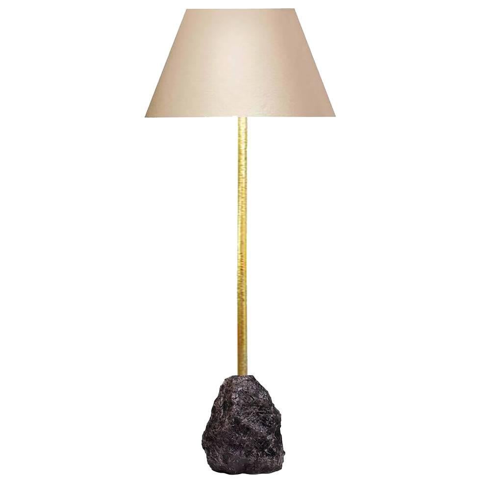 Natural Dark Rock Crystal Quartz Floor Lamp