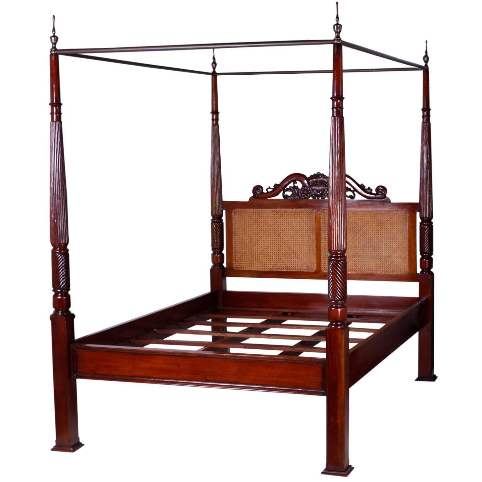 British Colonial West Indies Style Queen-Size Canopy Bed