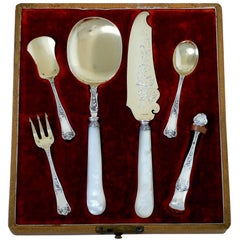 Used Cardeilhac French Sterling Silver Mother-of-Pearl Dessert, Ice Cream Service Box