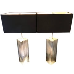 Large Pair of Lucite Lamps