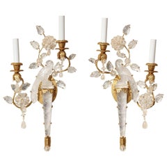 Pair of New Two-Light Rock Crystal Sconces