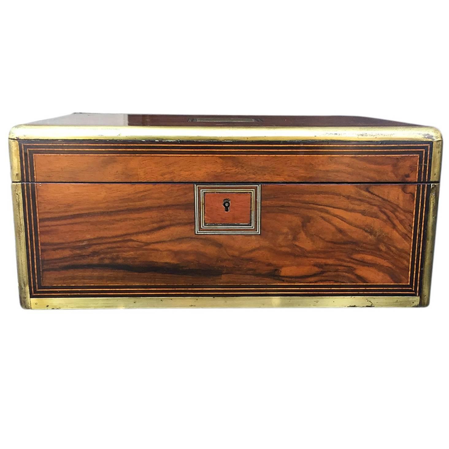 19th Century Rosewood Writing Box with Secret Compartment