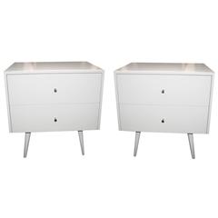Lacquered Two-Drawer Nightstands on Turned Legs