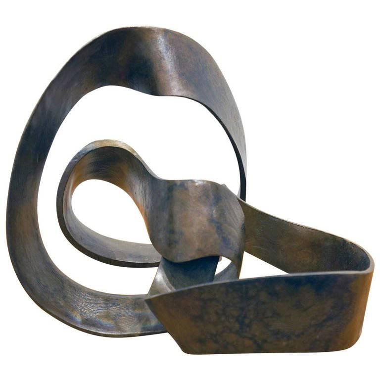 Two-Cut Bronze Sculpture For Sale