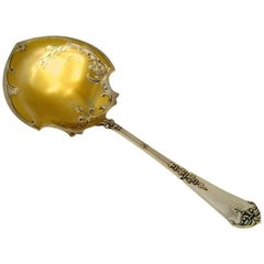 Antique Coignet French All Sterling Silver 18-Karat Gold Strawberry Spoon Ferrure