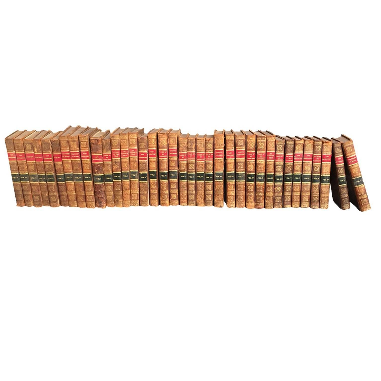 Group of 36, circa 1816-1828 Leather Bound Novels from Edinburgh, Scotland