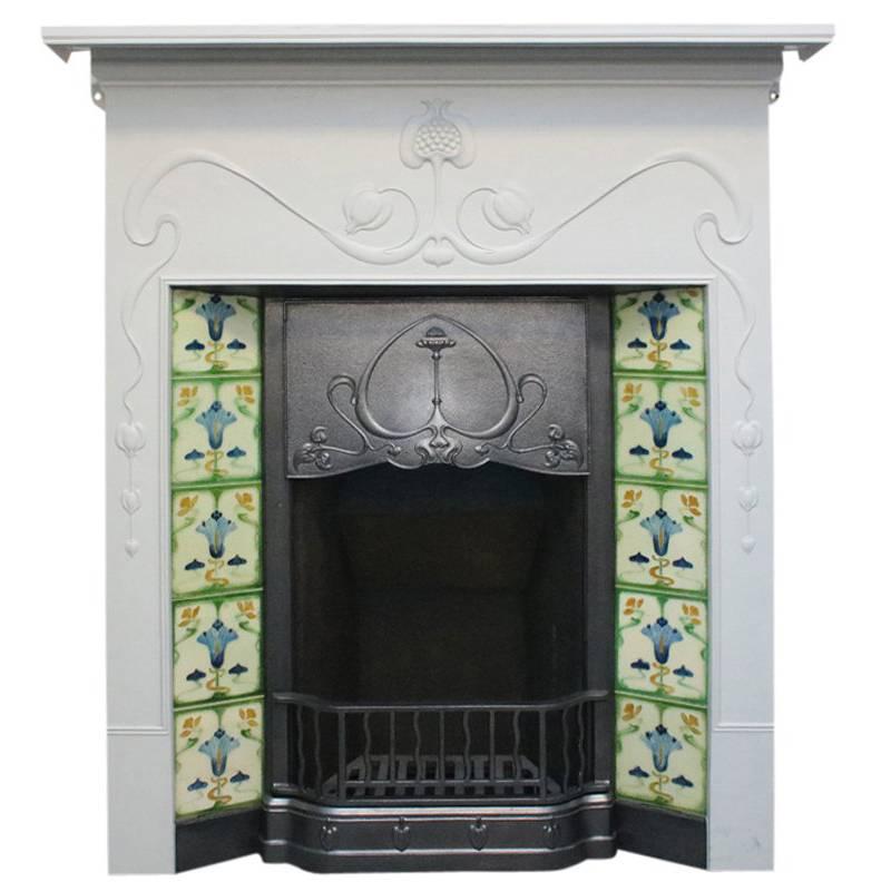 Antique Art Nouveau Edwardian Cast Iron Combination Grate