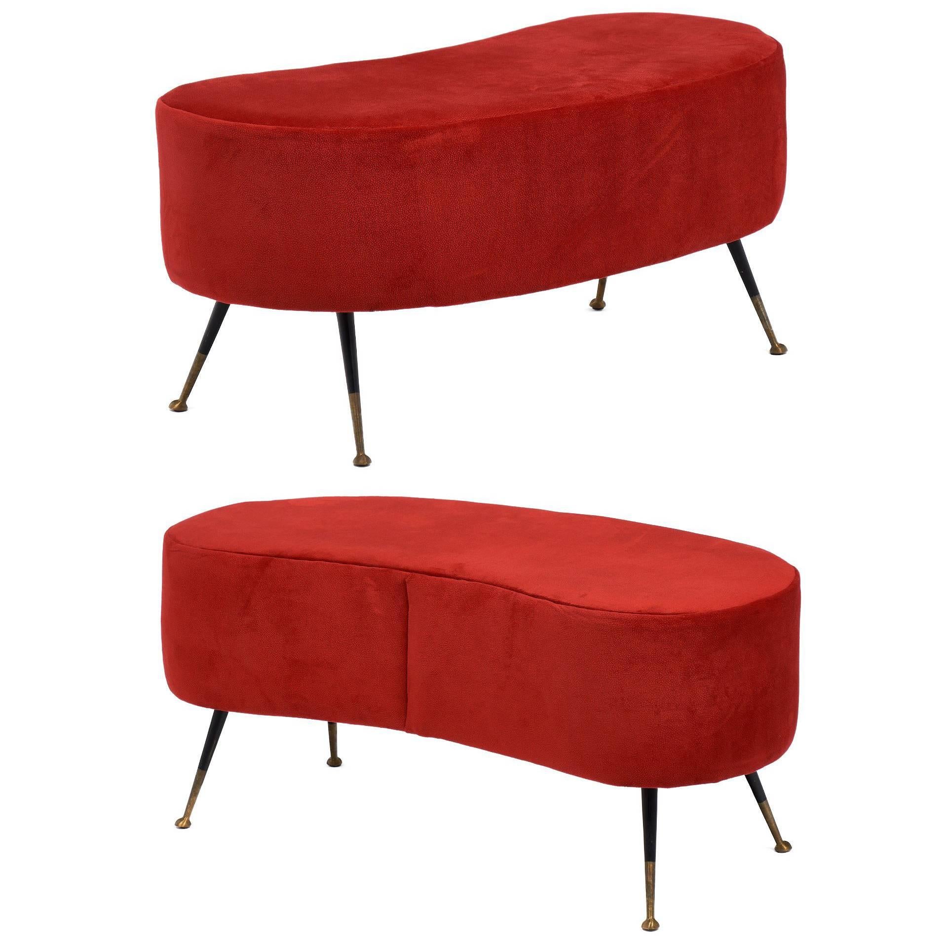 Carlo de Carli Style Cherry-Red Vintage Benches