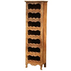 French Louis XV Carved Pine 28 Wine Bottles Holder Cabinet from Bordeaux