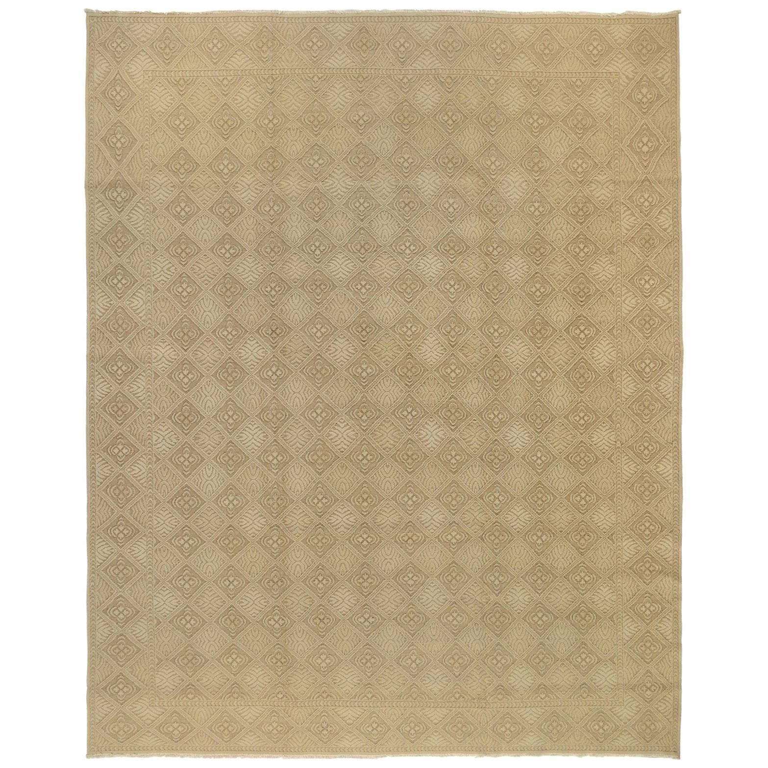Tone on Tone Geometric Floral Rug For Sale