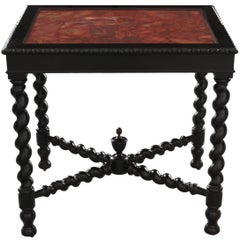 Italian 19th Century Ebony Table with Scagliola Top