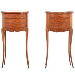 Pair of French Oval Nightstands