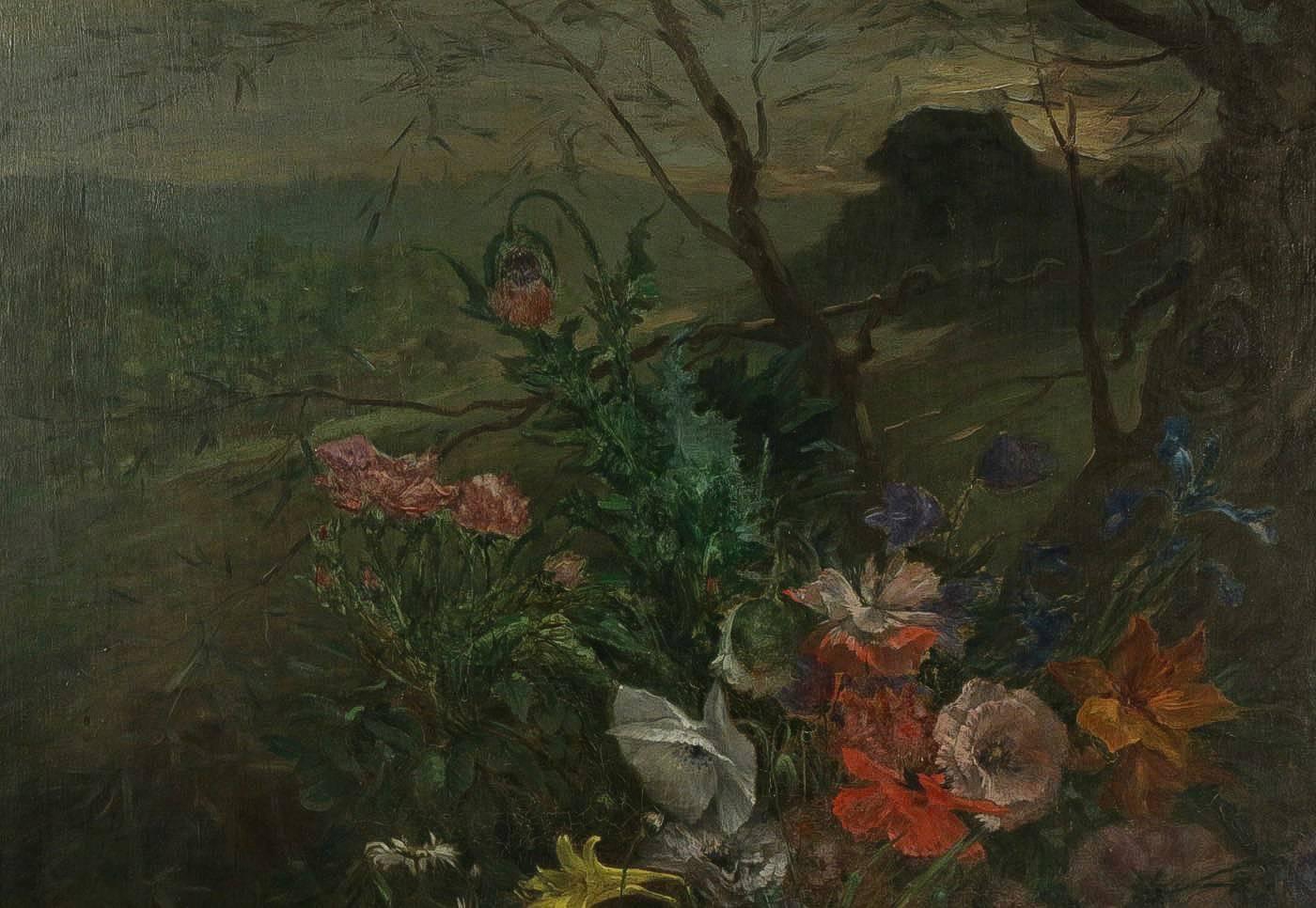 French Ludovic Piette Oil on Canvas, Mid-19th Century Bouquet of Flowers, circa 1862