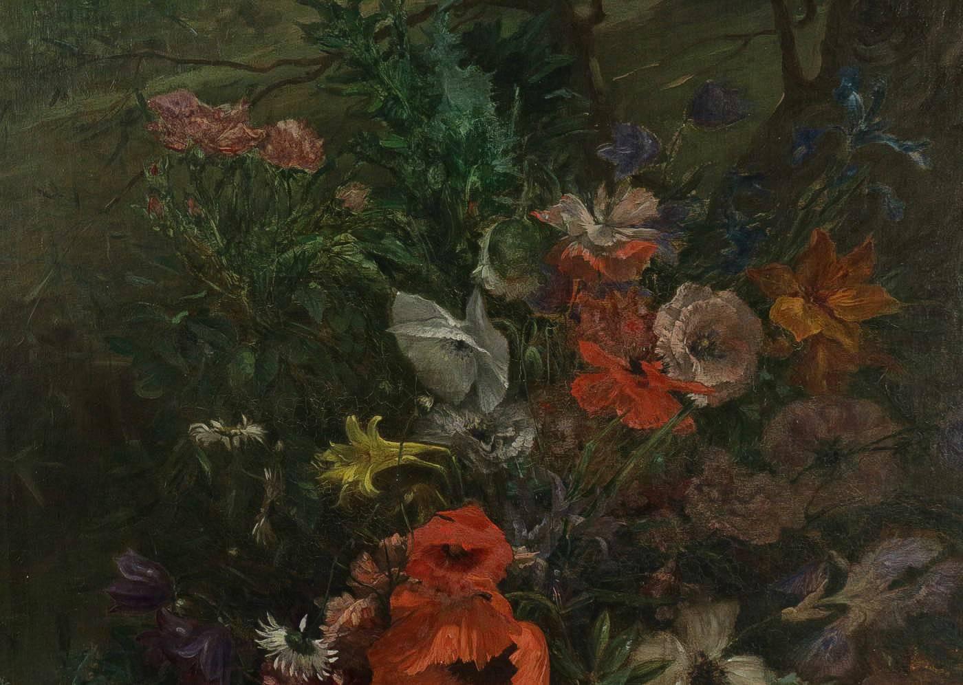 Ludovic Piette Oil on Canvas, Mid-19th Century Bouquet of Flowers, circa 1862 In Excellent Condition In Saint Ouen, FR