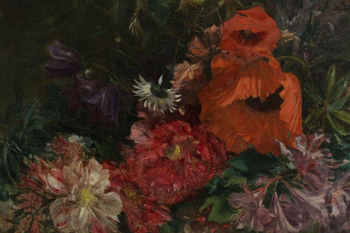 Ludovic Piette Oil on Canvas, Mid-19th Century Bouquet of Flowers, circa 1862 2
