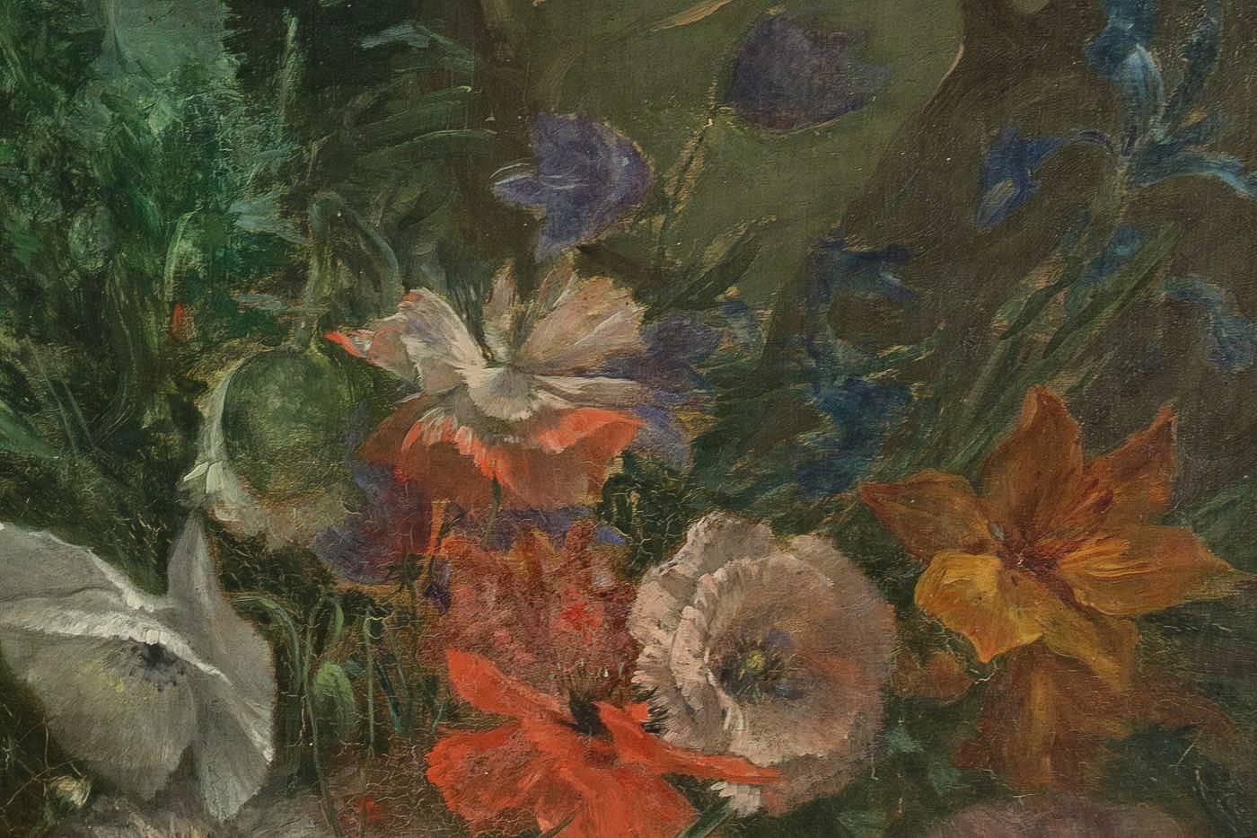 Ludovic Piette Oil on Canvas, Mid-19th Century Bouquet of Flowers, circa 1862 4