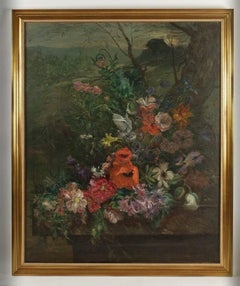 Ludovic Piette Oil on Canvas, Mid-19th Century Bouquet of Flowers, circa 1862