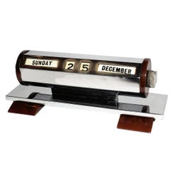 Vintage English, 1930s Art Deco Perpetual Calendar in Chrome and Bakelite