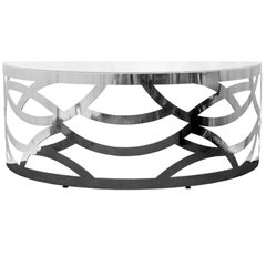 Contemporary Laser Cut Stainless Steel Desk with Glass Top "Scrivania Scultura"