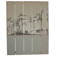 Vintage French Wallpaper Screen, circa 1950