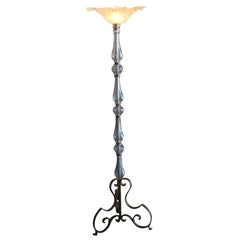 Vintage Art Deco Murano Glass Standard Floor Lamp Uplighter