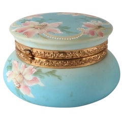 Wavecrest School Hand-Painted Floral Opal Ware Nakara Dresser Jar, 19th Century