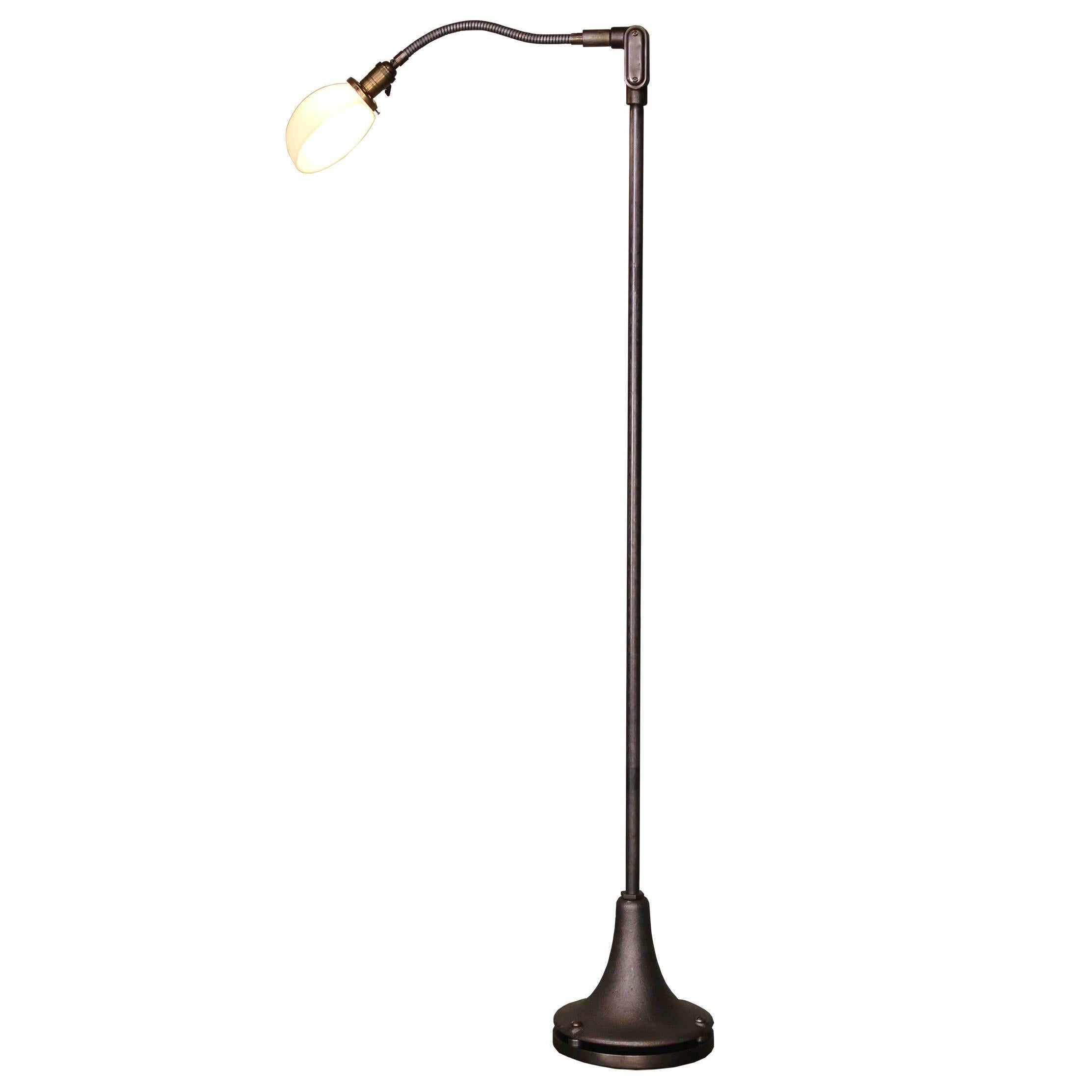 Gramercy Park Hotel Floor Lamp with Milk Glass Shade For Sale