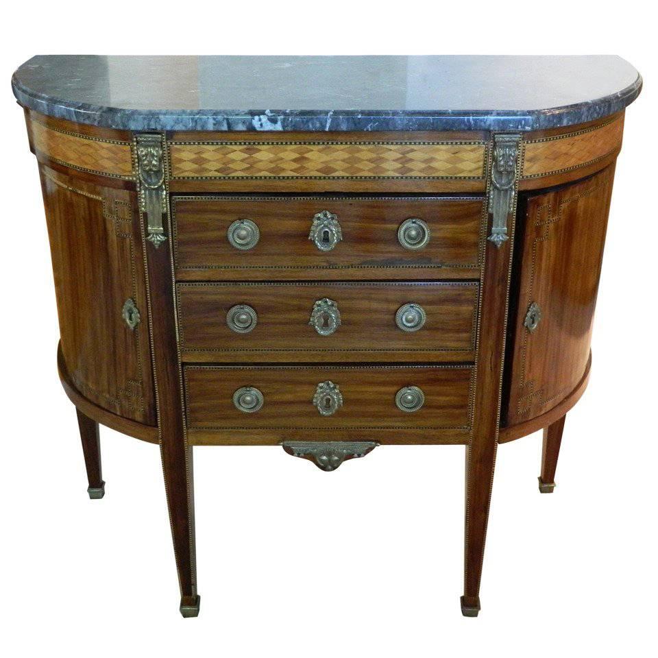 French Marquetry Commode or Dessert Console, circa 1800s