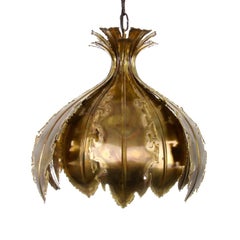 TYPE 6395, Large Brutalist Style Brass Pendant by Holm Sorensen, 1960s