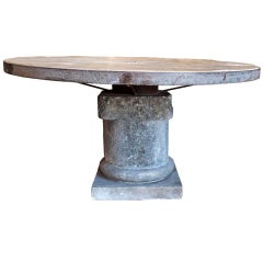 French 19th Century Limestone Table Base with a Wooden Top