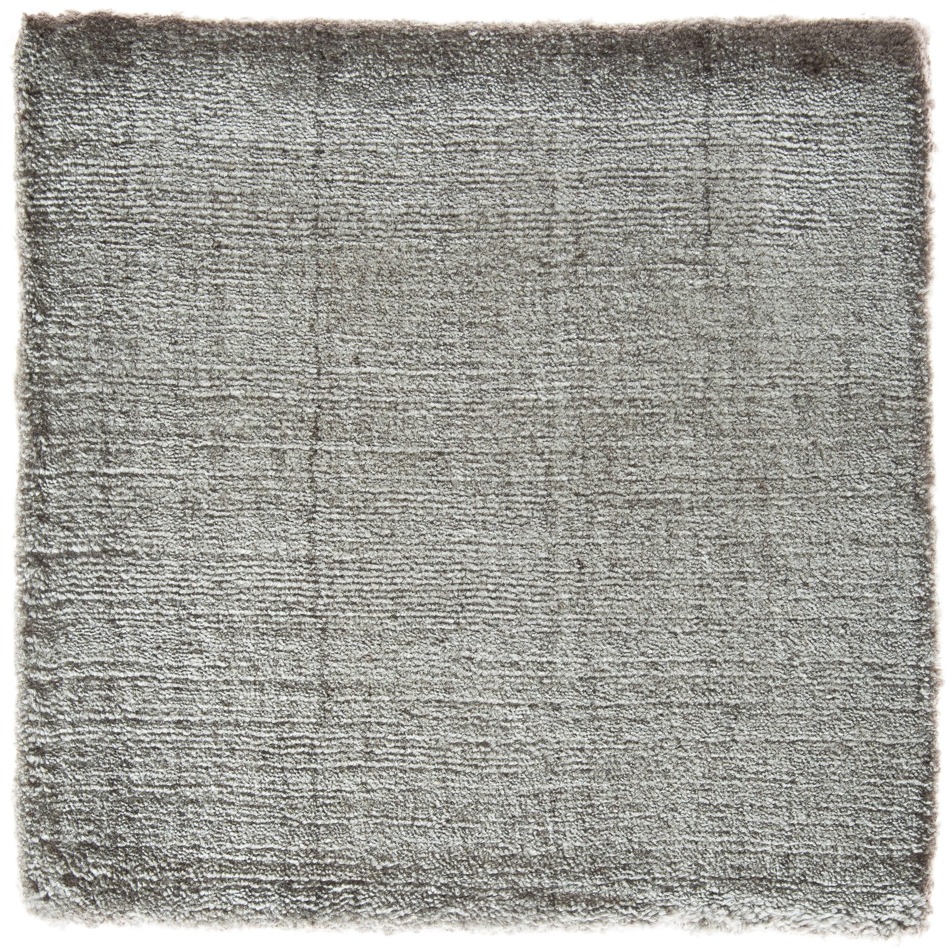 Solid Pewter Gray Hand-Loomed Bamboo Silk Neutral Rug Custom Size Rug For Sale