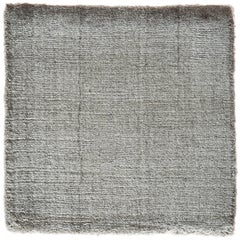 Vintage Solid Pewter Gray Hand-Loomed Bamboo Silk Neutral Rug Custom Size Rug