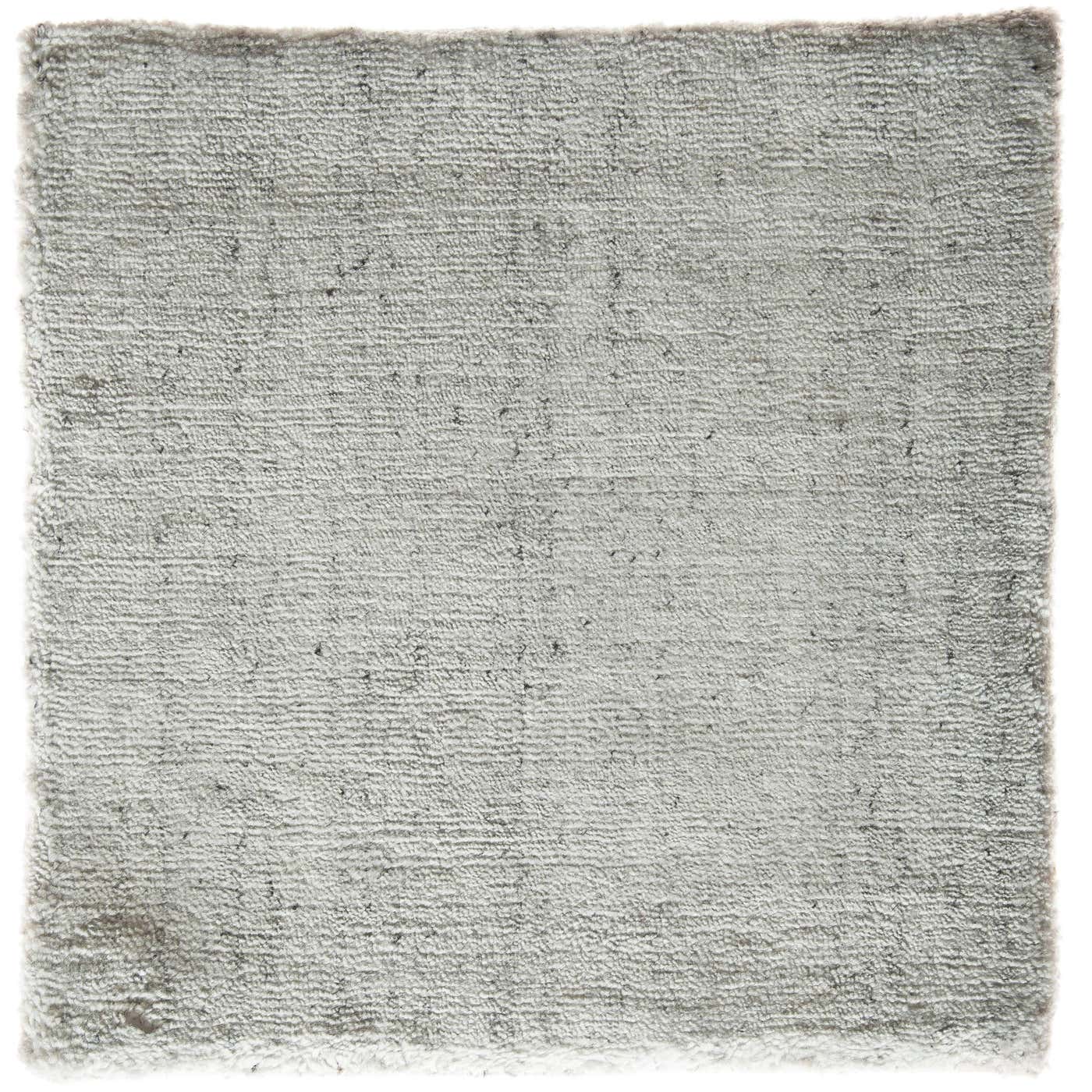 Modernist White Silver Hand-Loomed Bamboo Silk Solid Neutral Rug in ...