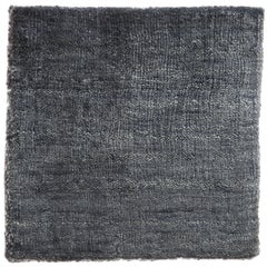 Vintage Modern Neutral Blue Hand-Loom Bamboo Silk Minimalist Rug in Custom Sizes