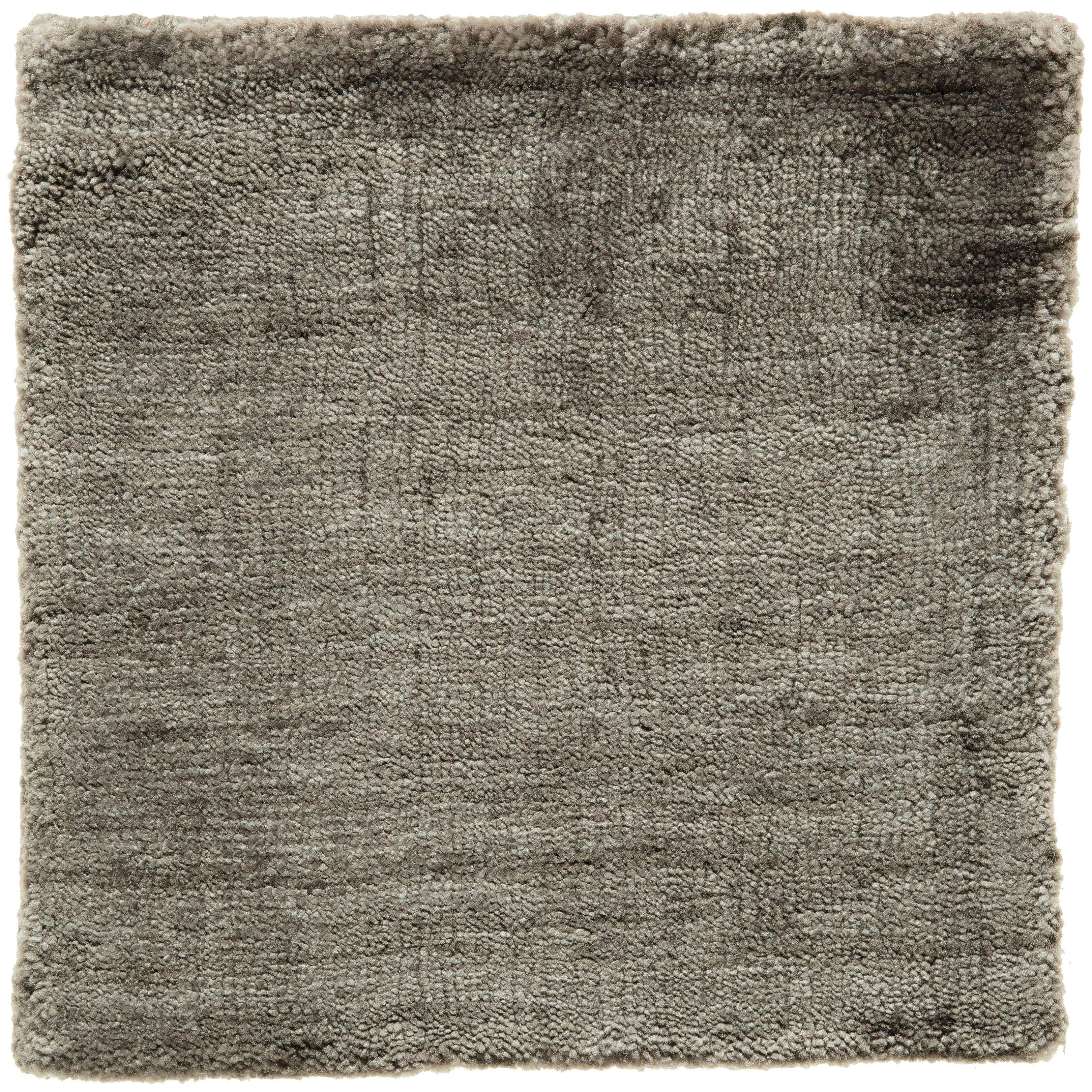 Contemporary Tonal Taupe Gray Hand-Loomed Bamboo Silk Solid Grey Rug in Any Size For Sale