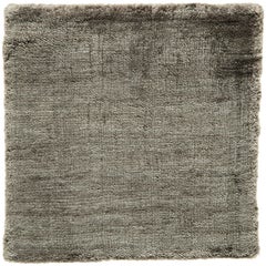 Contemporary Tonal Taupe Gray Hand-Loomed Bamboo Silk Solid Grey Rug in Any Size